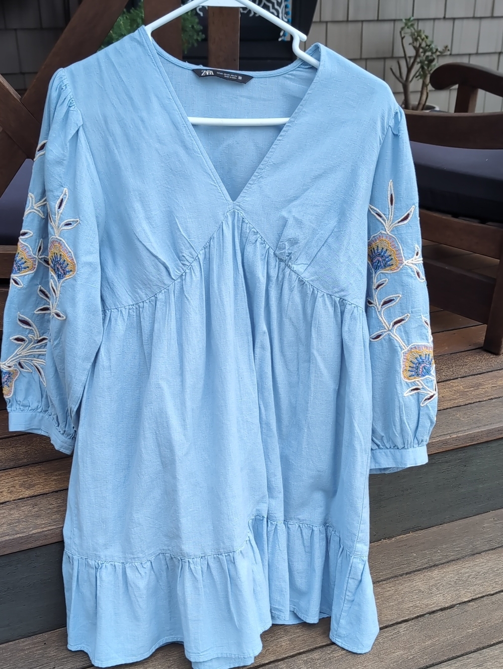 Zara Light Blue Embroidered Dress